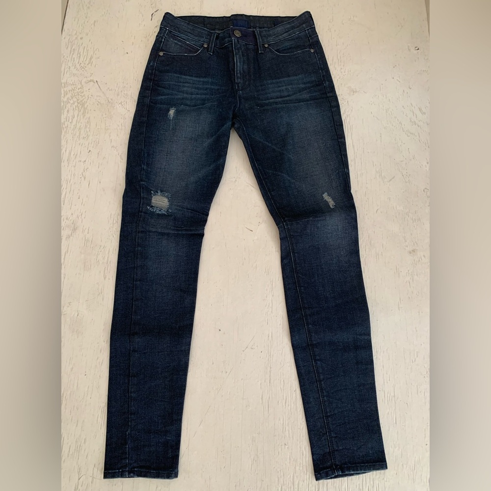 RtA Women's Dark Indigo Skinny Jeans with Knee Distress
